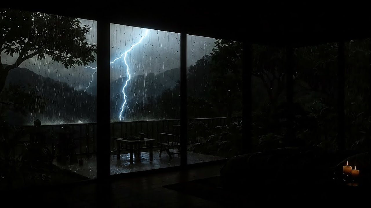 Rainstorm on Window and Thunder 🌧️⛈️ (No Ads) Deep Sleep White Noise