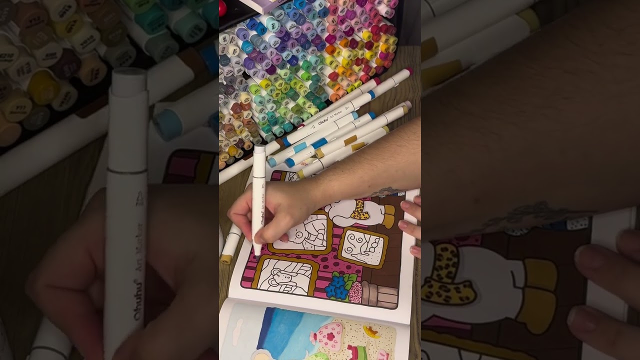Coloring a Cute Gallery Scene with Ohuhu Markers