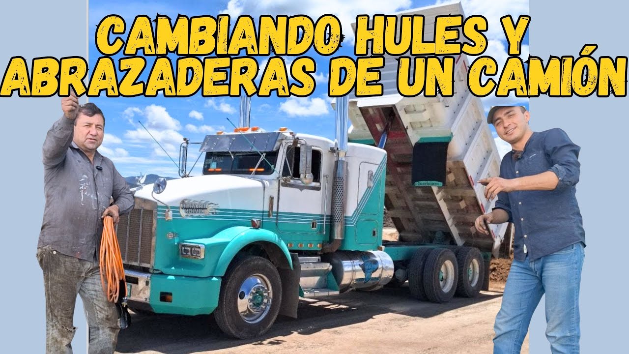 Cambiando hules y abrazaderas de una suspensión de un tractor camión
