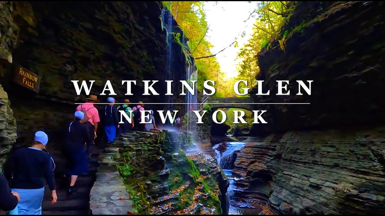 [4K] WATKINS GLEN Autumn Walk - Watkins Glen, NY Relaxing Scenic Fall Walking Tour with Binaural 🎧