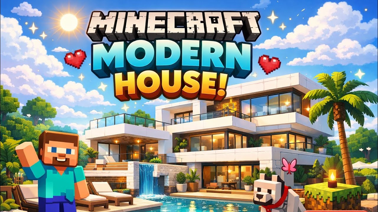 I Built the CUTEST Modern House with Pool in Minecraft 😍🏡