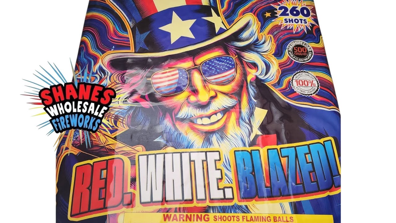 260 Shot Firework Red, White, Blazed!