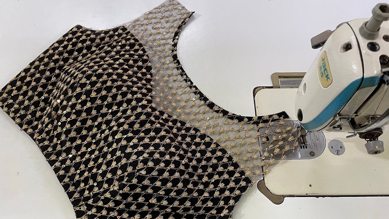 Transi Neck Blouse Design Cutting and Stitching | Net Blouse Back Neck Designs | Net wale Blouse