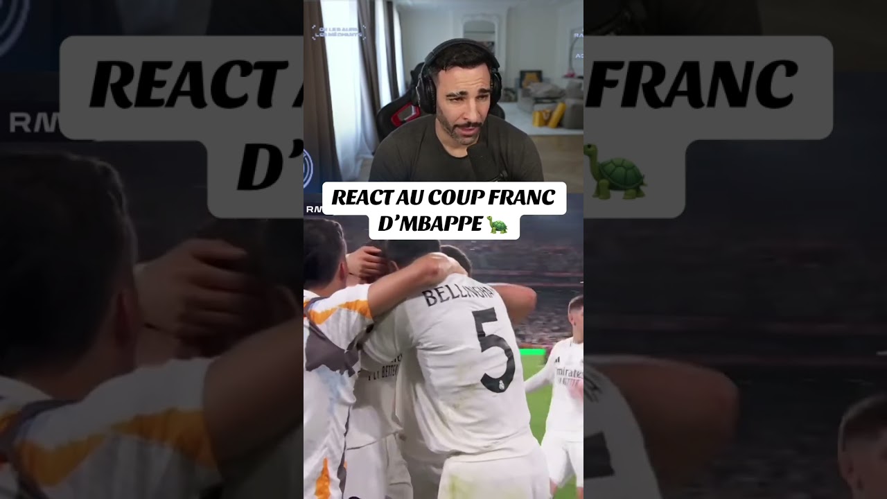 REACT AU COUP FRANC D&rsquo;MBAPPE 🐢 #adilrami #clasico #foot  #realmadrid #barcelone #coupfrancmbappe