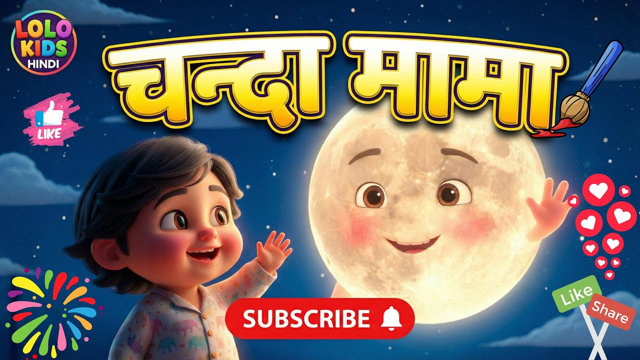 Chanda Mama Song Hindi Rhyme | चन्दा मामा | Hindi Lullaby | Hindi poem By LOLO KIDS HINDI