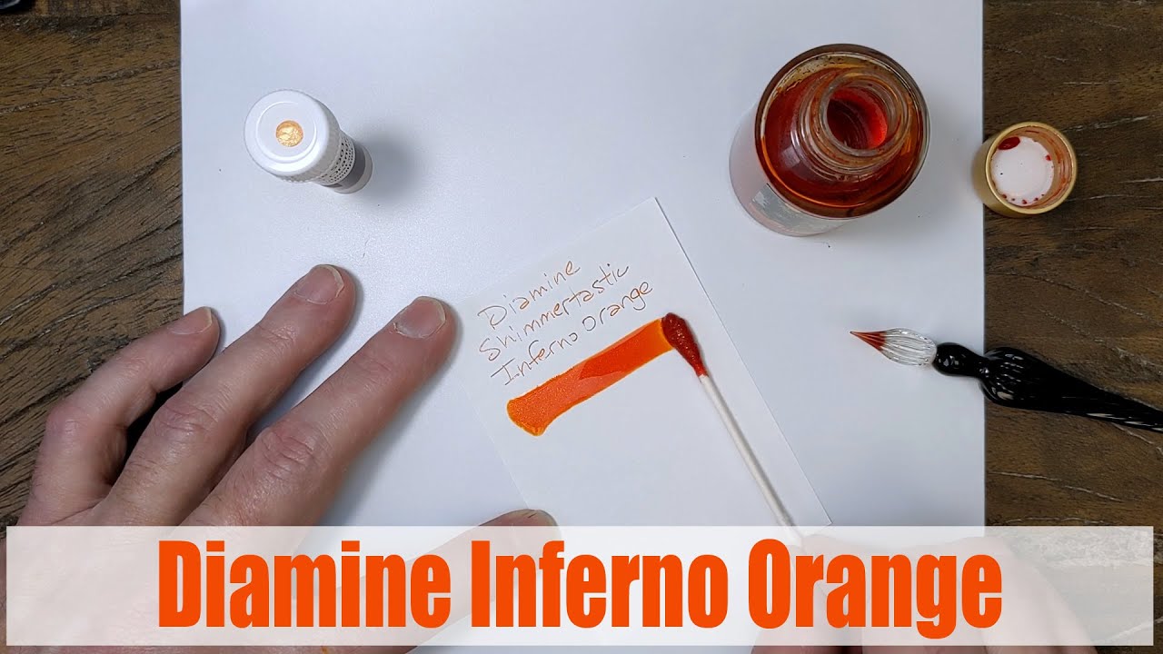 Diamine Shimmertastic Inferno Orange writing sample
