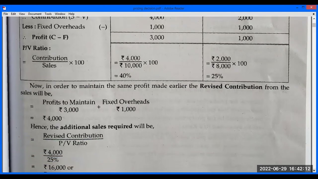 T Y B Com Sem.VI Subject:- Cost & Works A/c III Topic: Pricing Decision Problem & Solution no 1