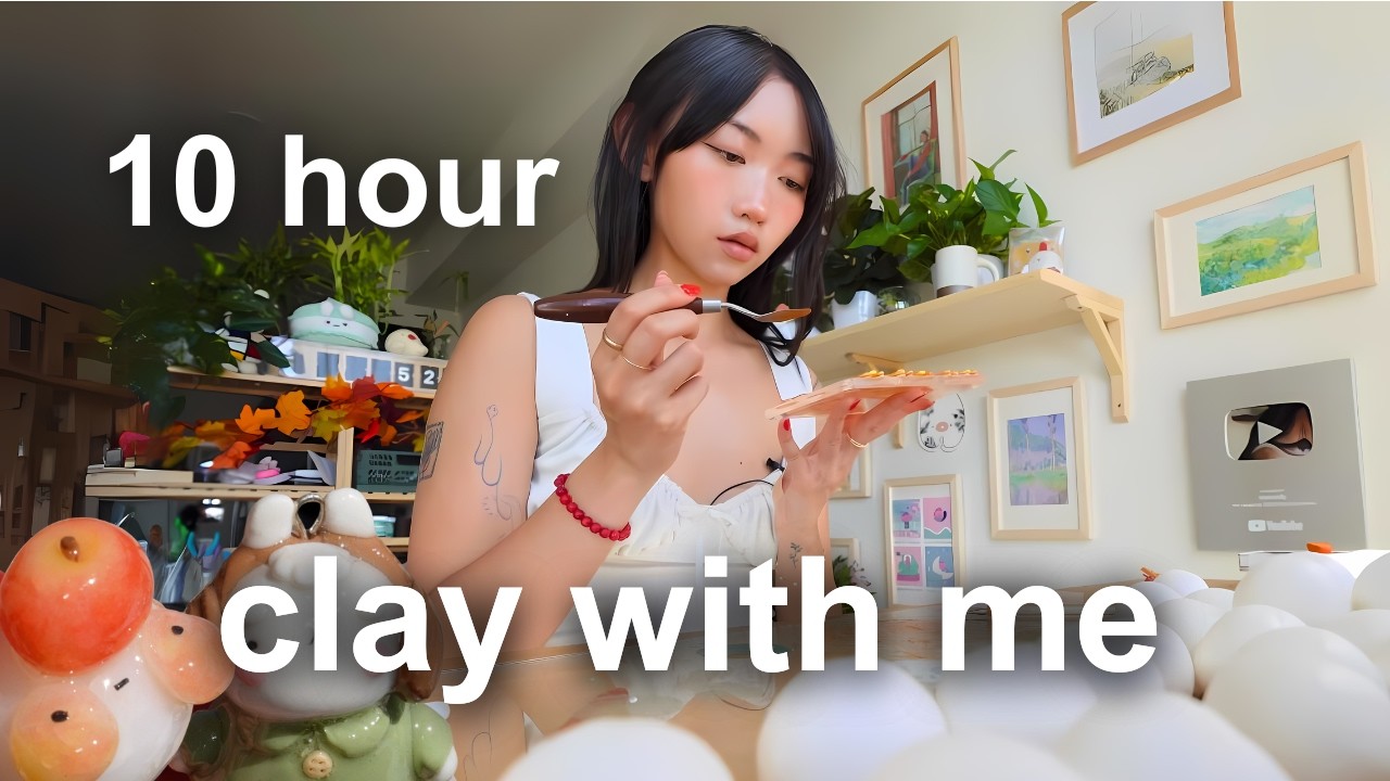 sculpting as much as i can in 10 hours | small business diaries #studiovlog #polymerclay