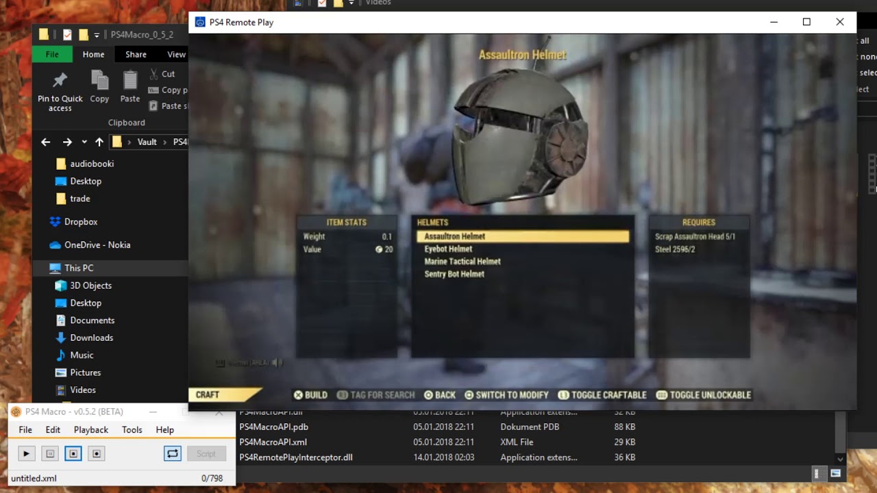 PS4 Macro use for Fallout 76 crafting