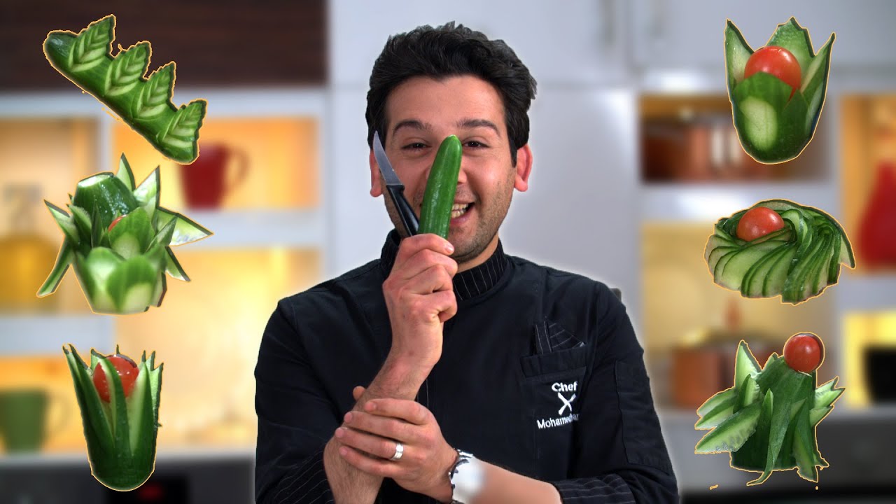 طرق بسيطه لعمل اشكال خيار كتيييرهاتعجبكم جدا مع الشيف محمد حامد😍💖👍