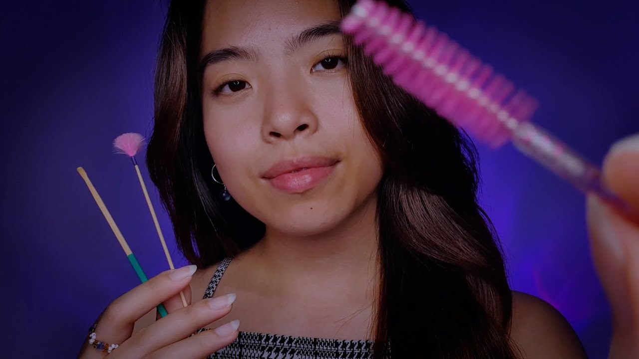 Taking care of you while you rest 💤 ASMR Gentle Brow Grooming, Ear Cleaning & Scalp Massage