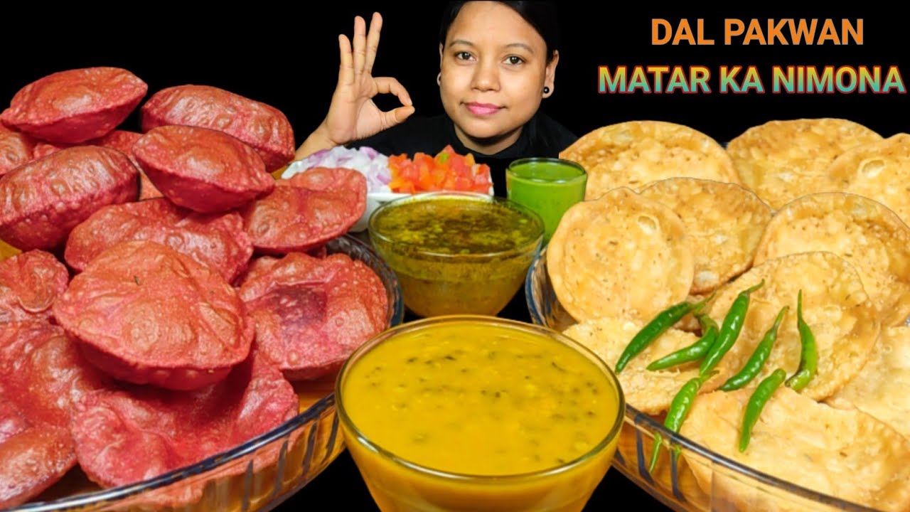 ASMR EATING LUCHI/PURI WITH MATAR KA NIMONA | SINDHI DAL PAKWAN & CHILLI MUKBANG