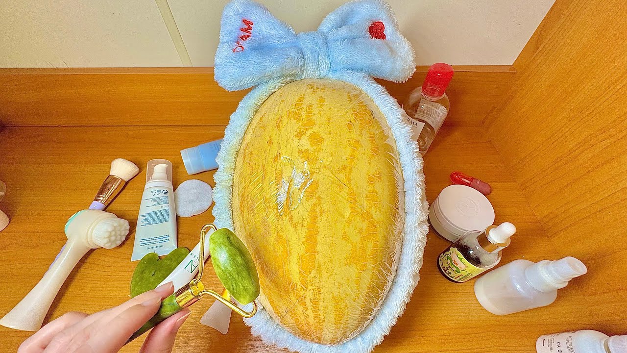 asmr skincare on melon • layered sounds 