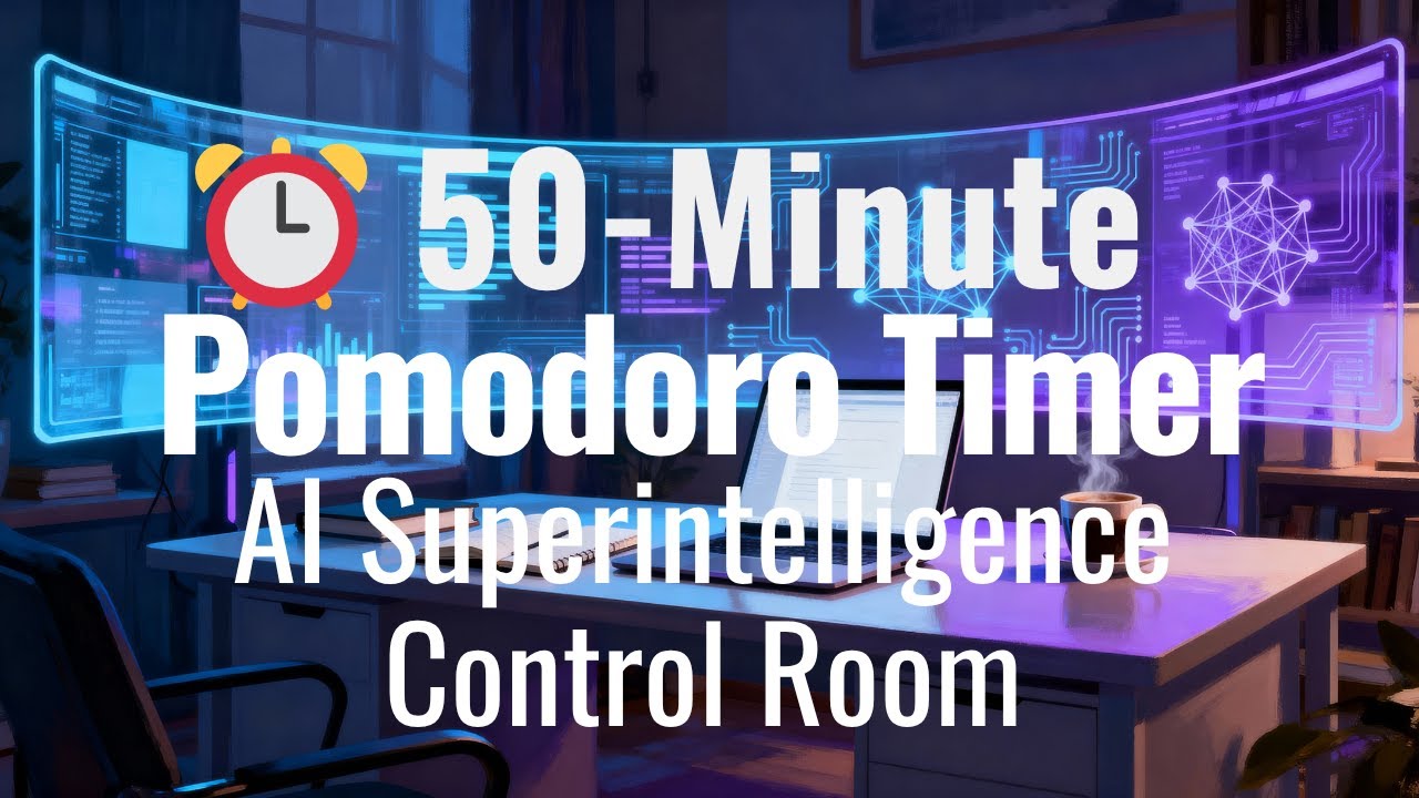 🤖 50-Minute Pomodoro — AI Superintelligence Control Room | Server Room Ambience ⚙️