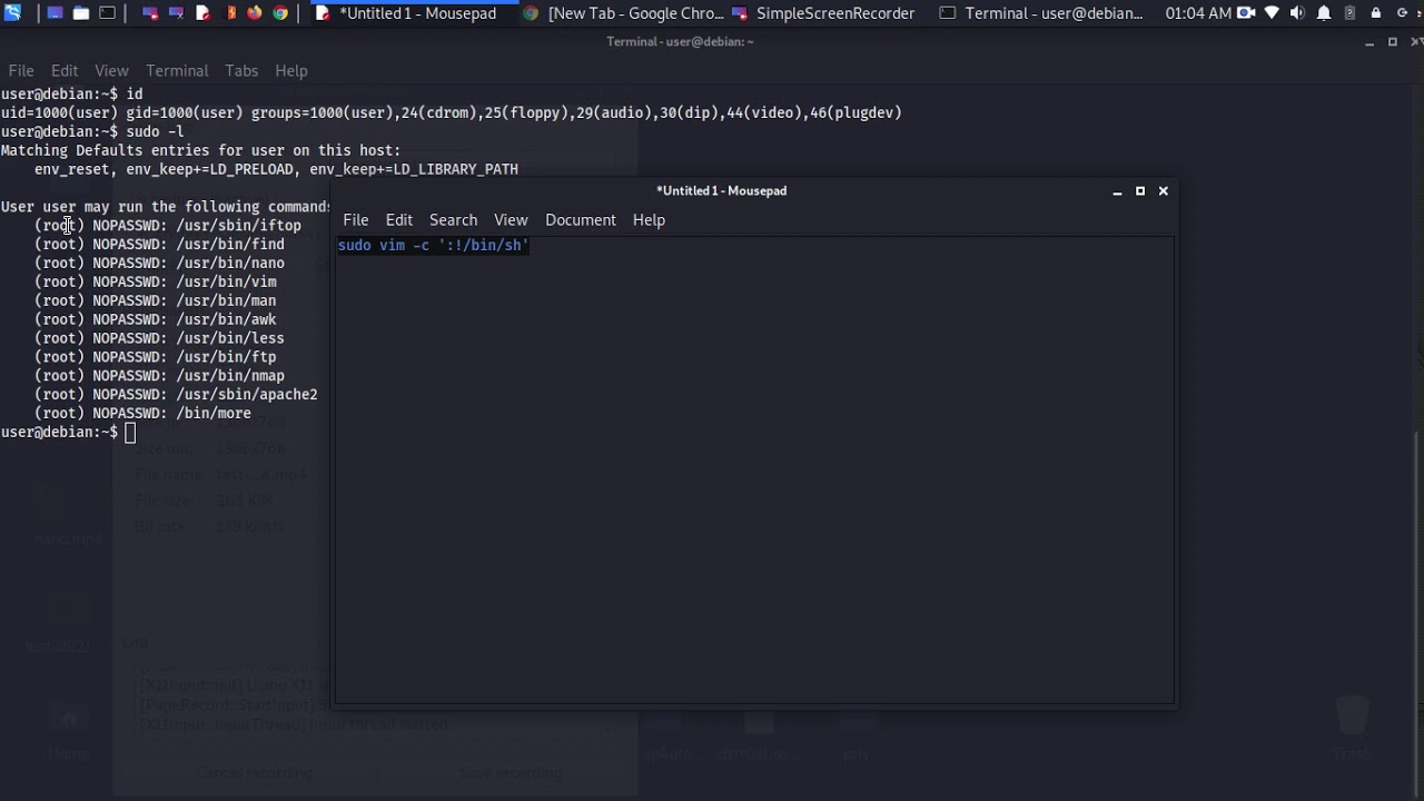 OSCP Linux Privilege Escalation (Privilege Escalation with SUDO - vim)