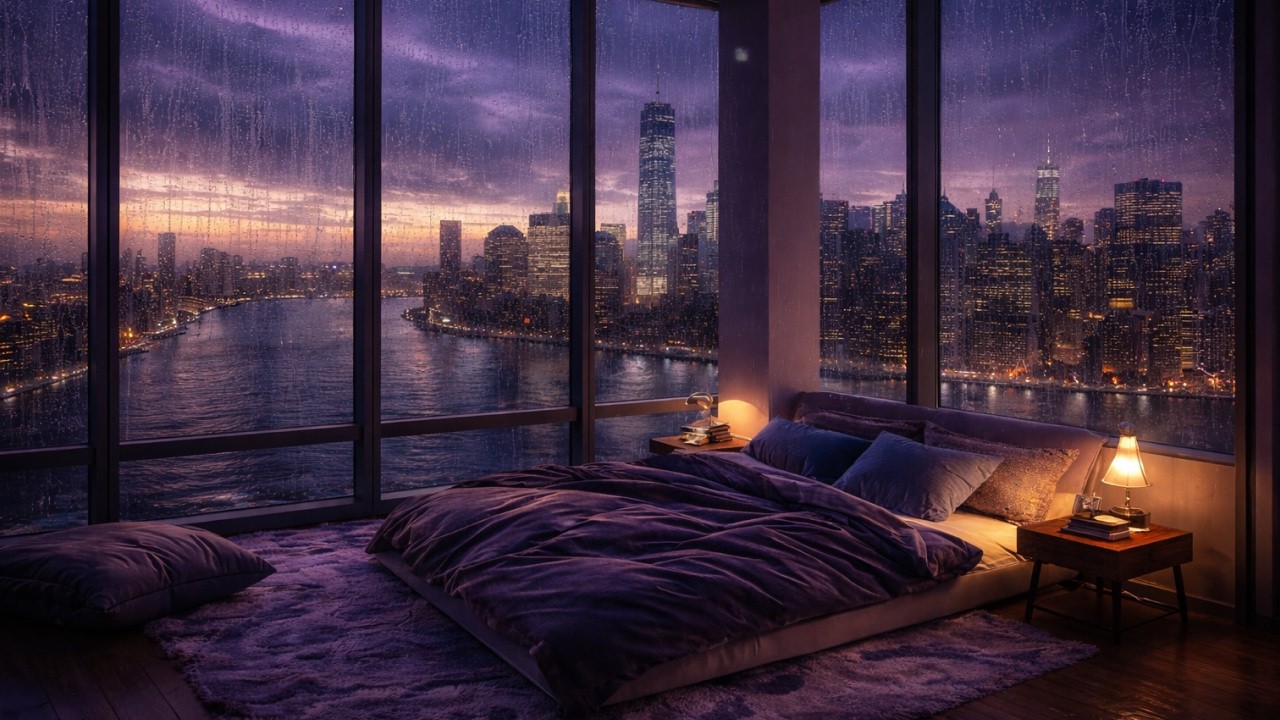 Deep Dark Night Rain 🌧 NYC Sleep Ambience (2 Hours)
