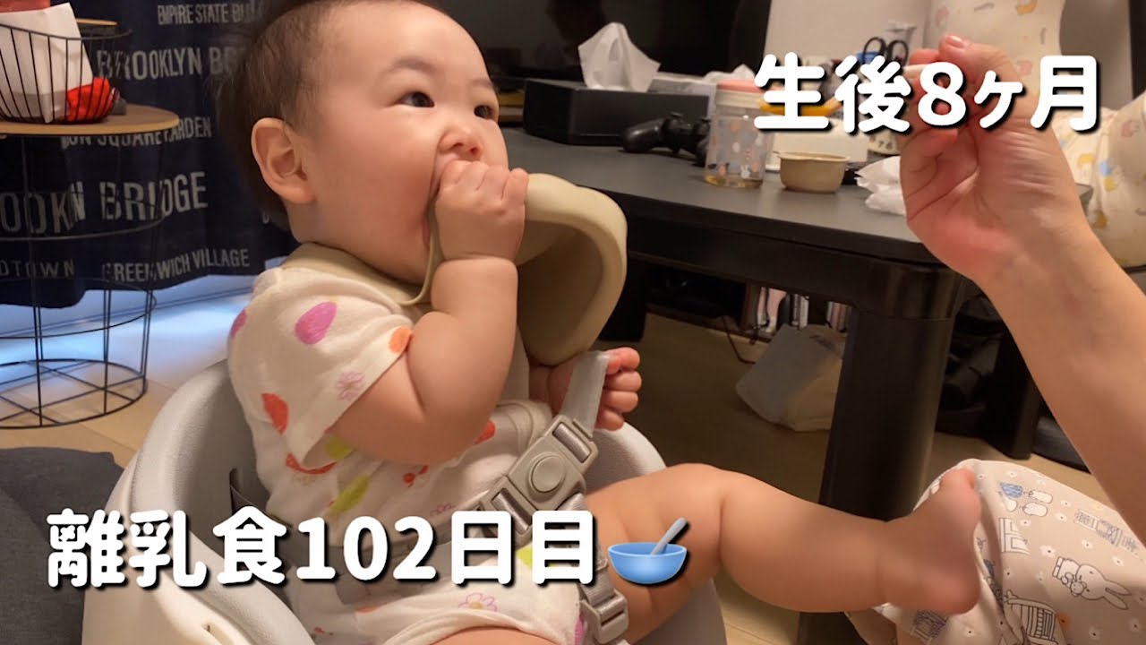 【離乳食のきろく🥣】102日目👼🏻‪‎🤍あそびたいおとしごろなの🍁/Baby food record day 102