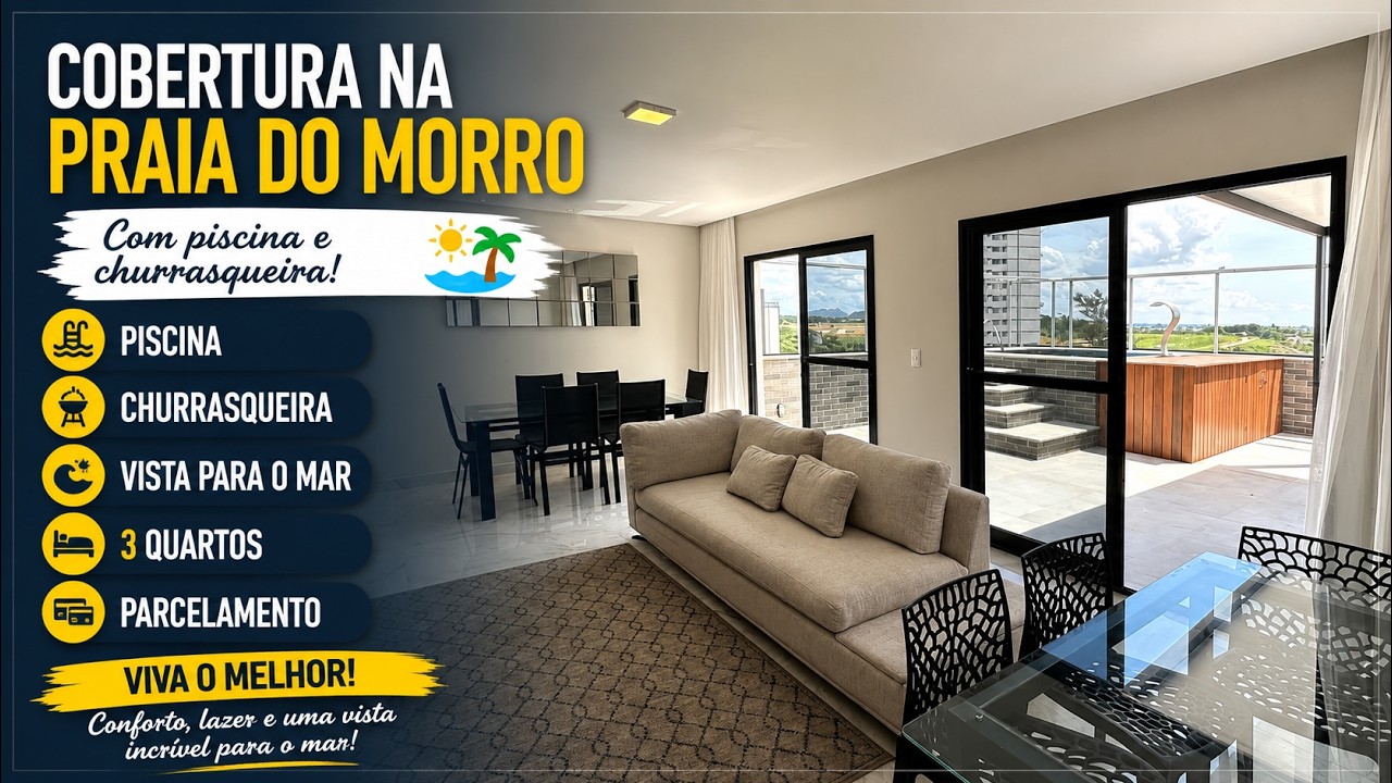 Cobertura 3 quartos e piscina com facilidade de pagamento na Praia do Morro R$ 1.100.000,00