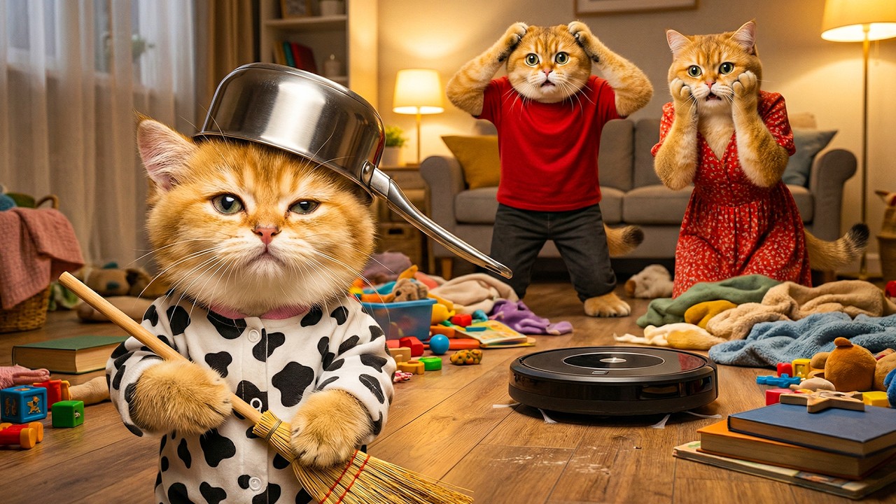 😱 Ginger Kitten Receives a Mysterious Gift &ndash; Suddenly Has to Fight a Cleaning Robot! 🤖🐱