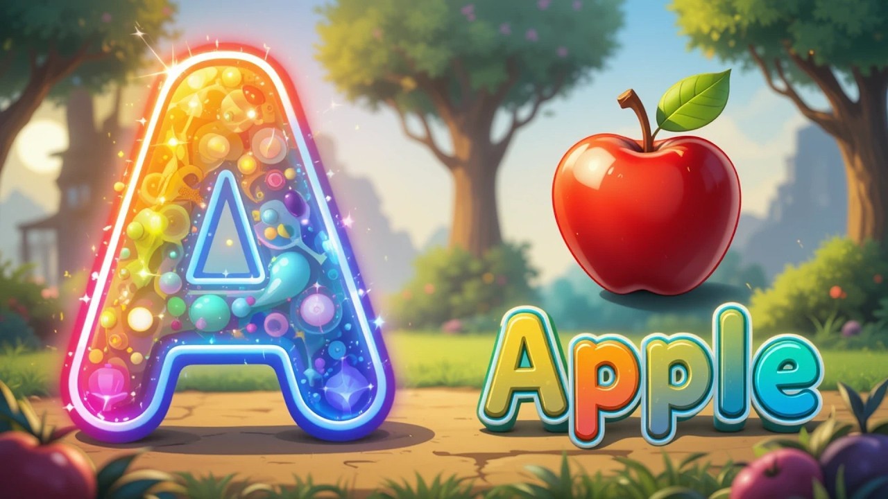 Фонетические песенки ABCD — весёлые мелодии для детей | A — яблоко, B — мяч 🍎⚽ | Обучение для мал...