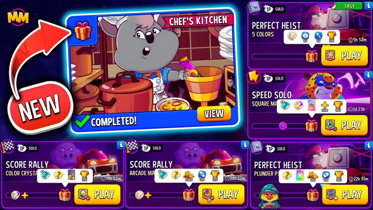 NEW STORY: CHEF’S KITCHEN 🔥 x5 Solo: Arcade Man, Square Match, Plunder Pirates, Crystals, 5 Colors