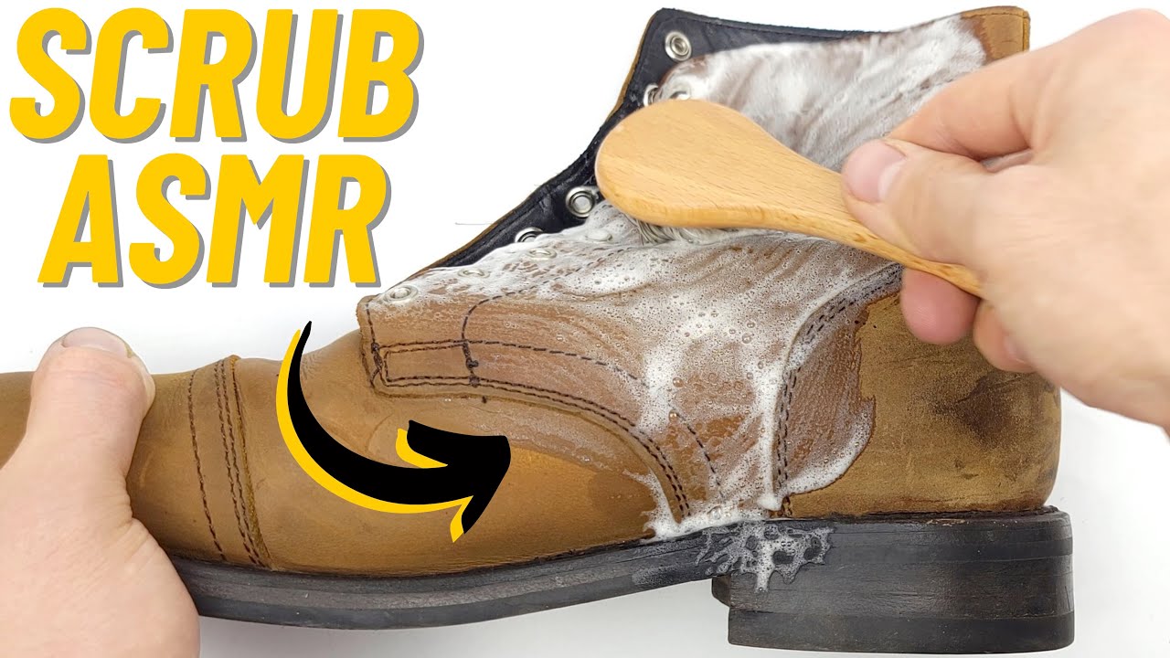 ASMR Thursday Boot Co. DEEP Clean & Condition Dirty Leather Captain Boots Relaxing Scrubbing Sounds