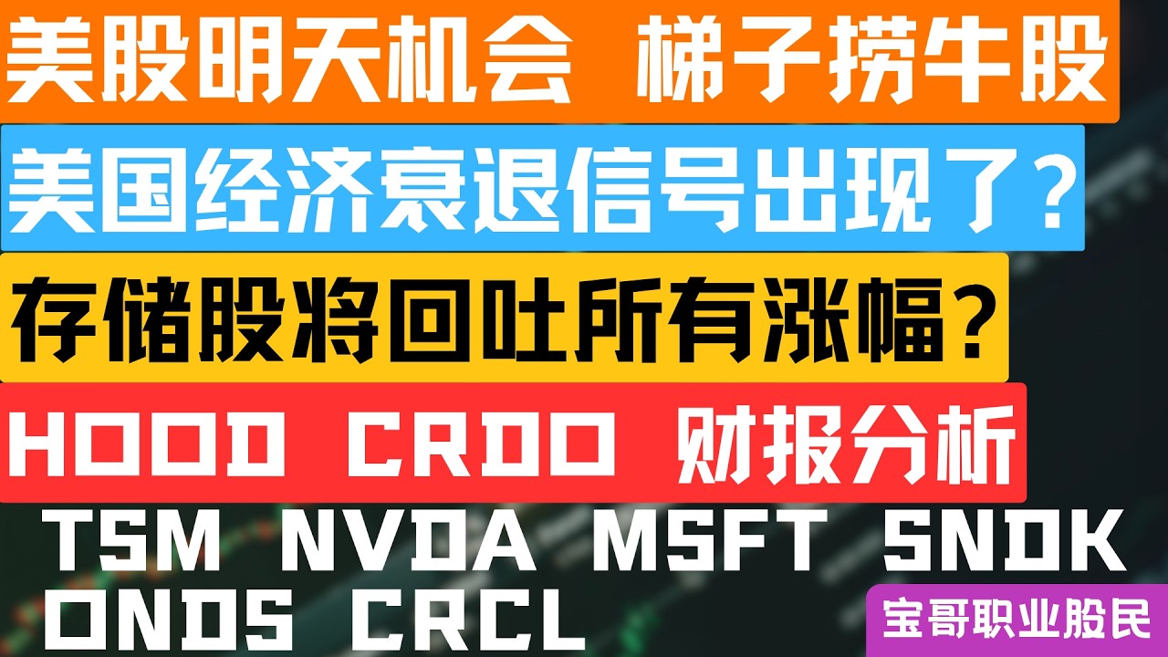 美国经济衰退信号出现了? 存储股将回吐所有涨幅? HOOD CRDO 财报分析！TSM NVDA MSFT SNDK ONDS CRCL！02102026 #美股 #股票 #美股分析 #投資