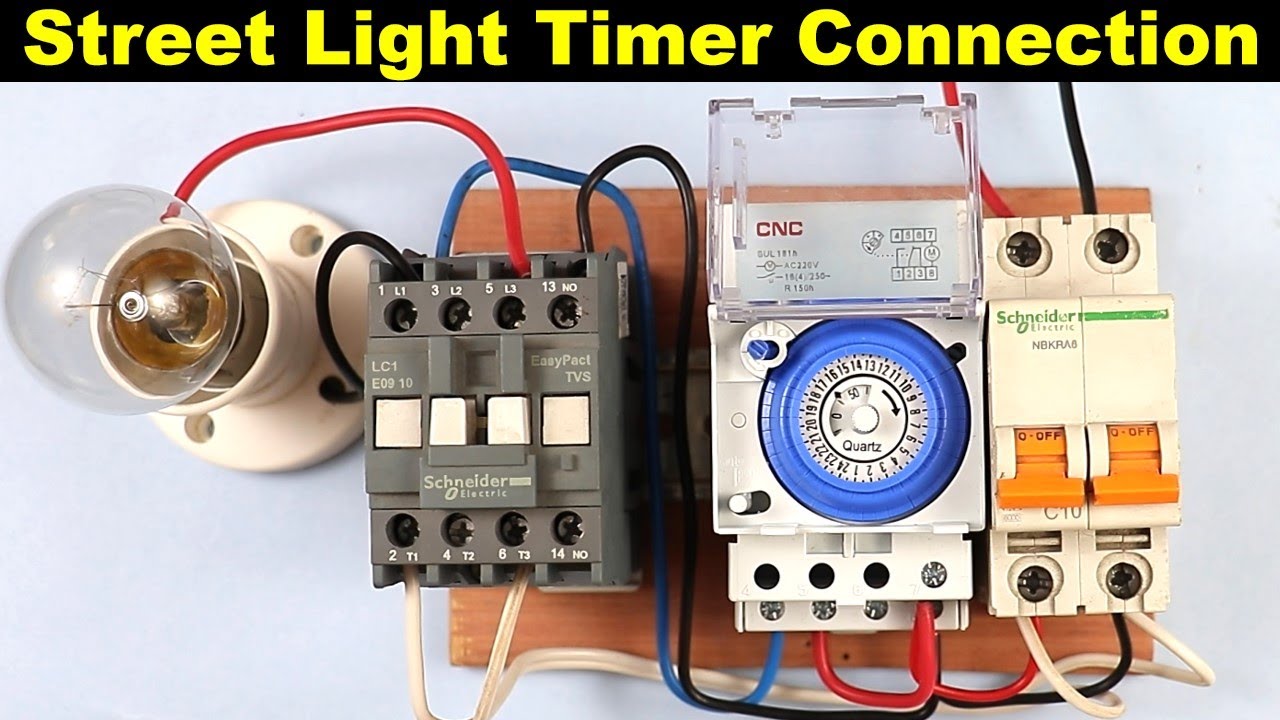 Mechanical Street Light Timer Connection with Contactor @ElectricalTechnician