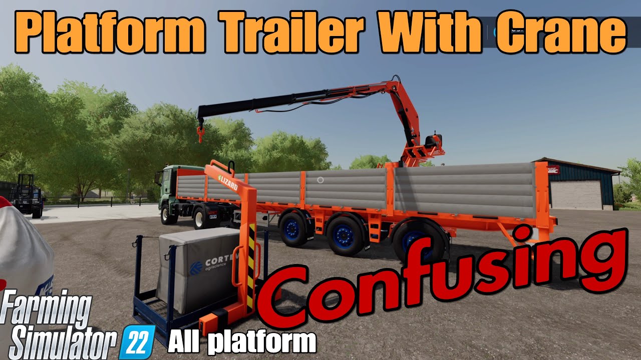 Platform Trailer With Crane / FS22 mod for all platforms