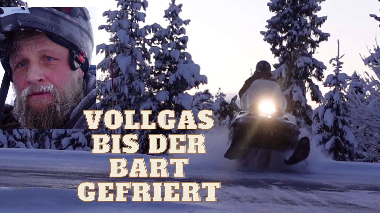 Vollgas bis der Bart gefriert ... Schneemobil fahren im verschneiten Lappland