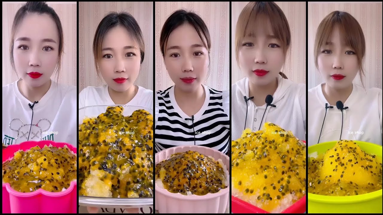 WHITE SHAVED ICE WITH PASSION FRUIT EATING ASMR || FINISHED BOWLS || QIAN || old video