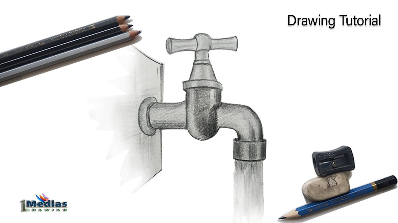 How to draw Water tap Step by step.