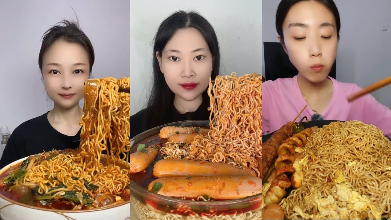 ASMR MUKBANG :) Sea Grape Salmon Noodles & Massive Ramen Noodles Challenge Eating Show