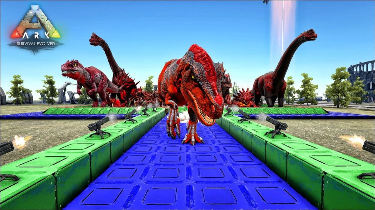 CAN PRIMAL FEAR ALPHA DINO SURVIVE THE EPIC HEAVY DINO TURRET DEATHRUN | ARK DINO DEATHRUN