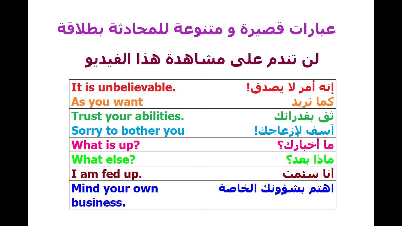 Lesson 106: عبارات قصيرة و متنوعة للمحادثة بطلاقة