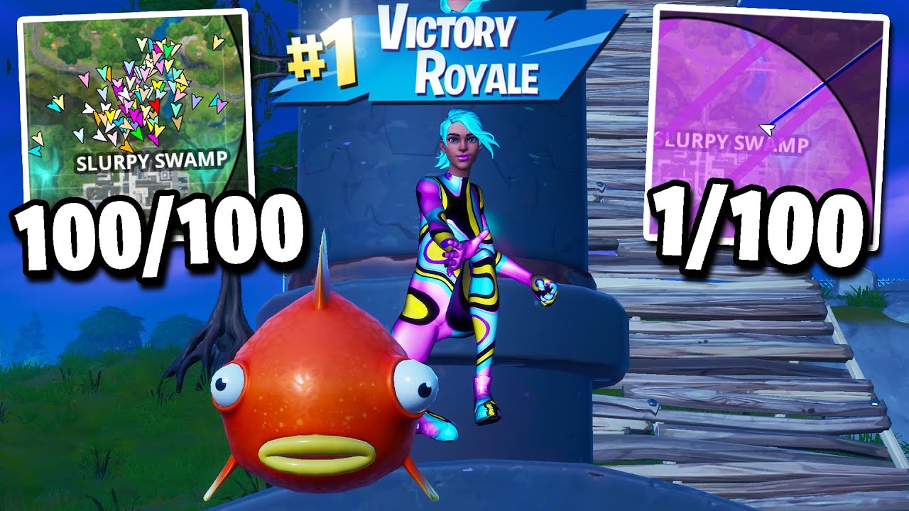 I Got 100 Fans to Compete by ONLY Landing at SLURPY SWAMP! (insane heal off)
