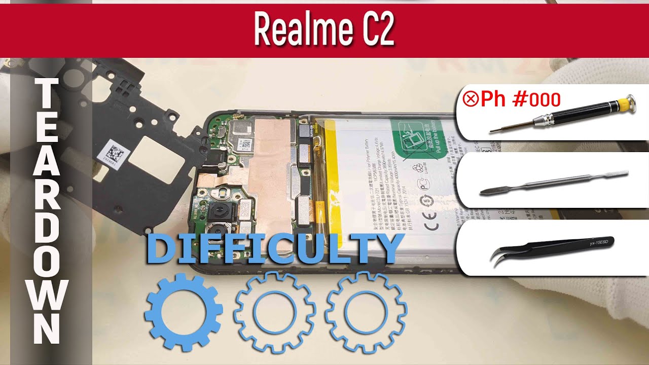 Как разобрать 📱 Realme C2 RMX1941 Разборка и ремонт