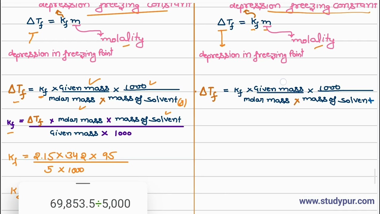 A 5% solution (by mass) of cane-sugar in water has freezing point of 271 K. Calculate the freezing