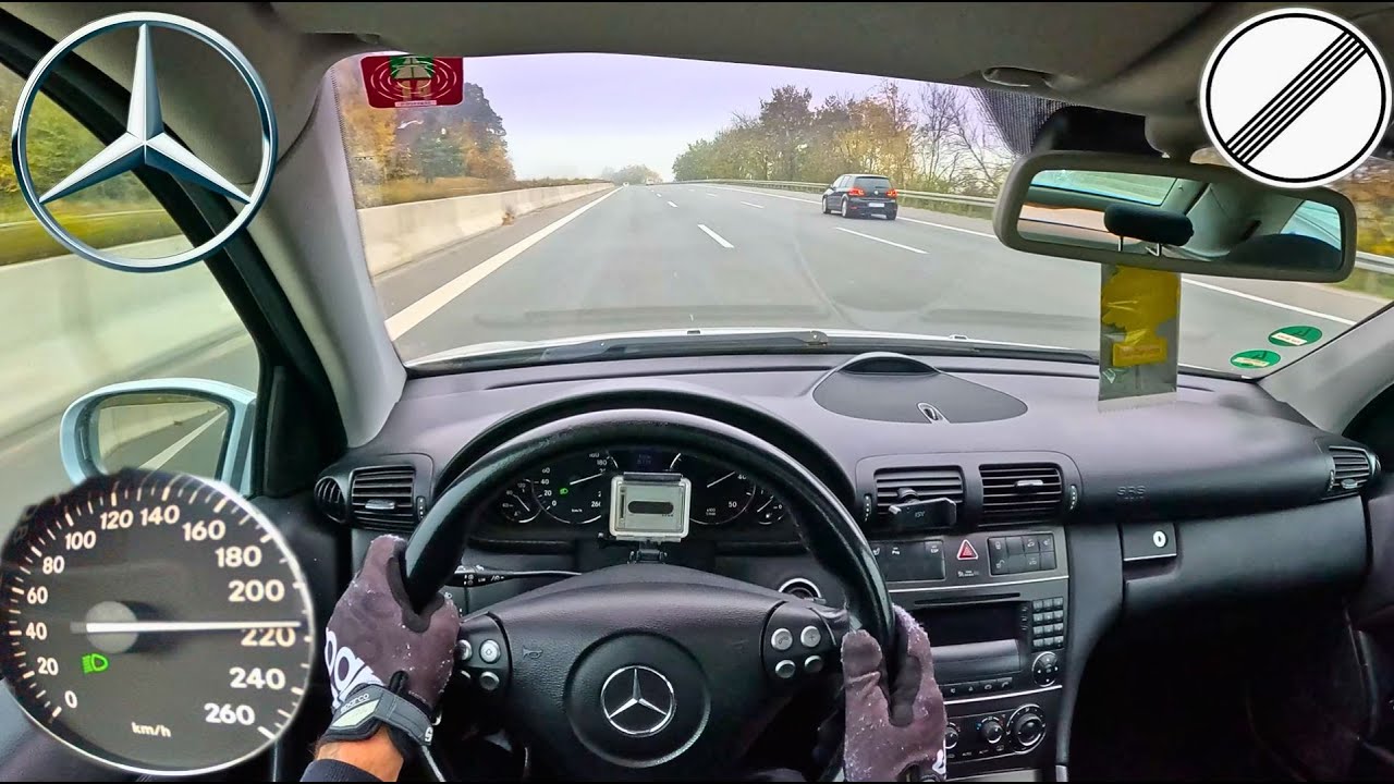 Mercedes-Benz c220 CDI 150HP Manual TOP SPEED AUTOBAHN  POV Drive Acceleration