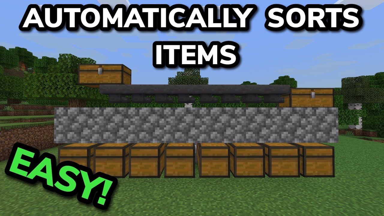 EASY 1.21 AUTOMATIC ITEM SORTER TUTORIAL in Minecraft Bedrock (MCPE/Xbox/PS4/Nintendo Switch/PC)