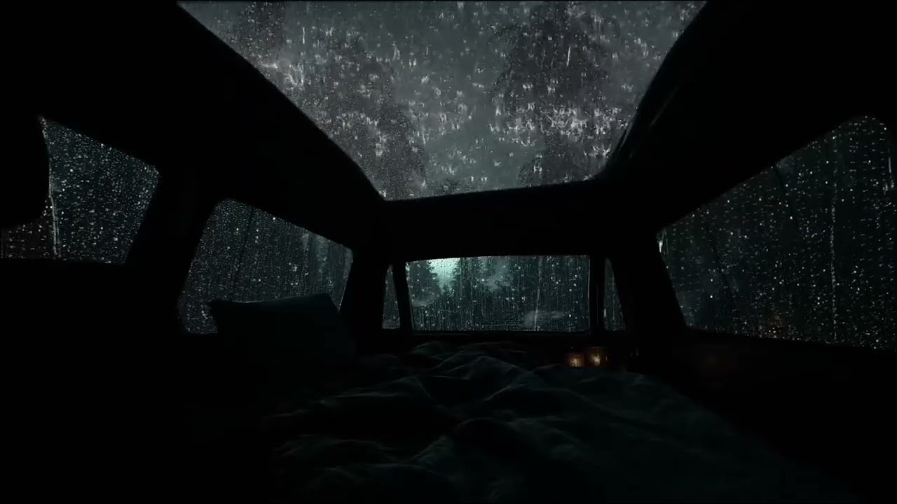 Fall Asleep Fast 🌙 Cozy Car Rain on Window & Gentle Thunder | White Noise