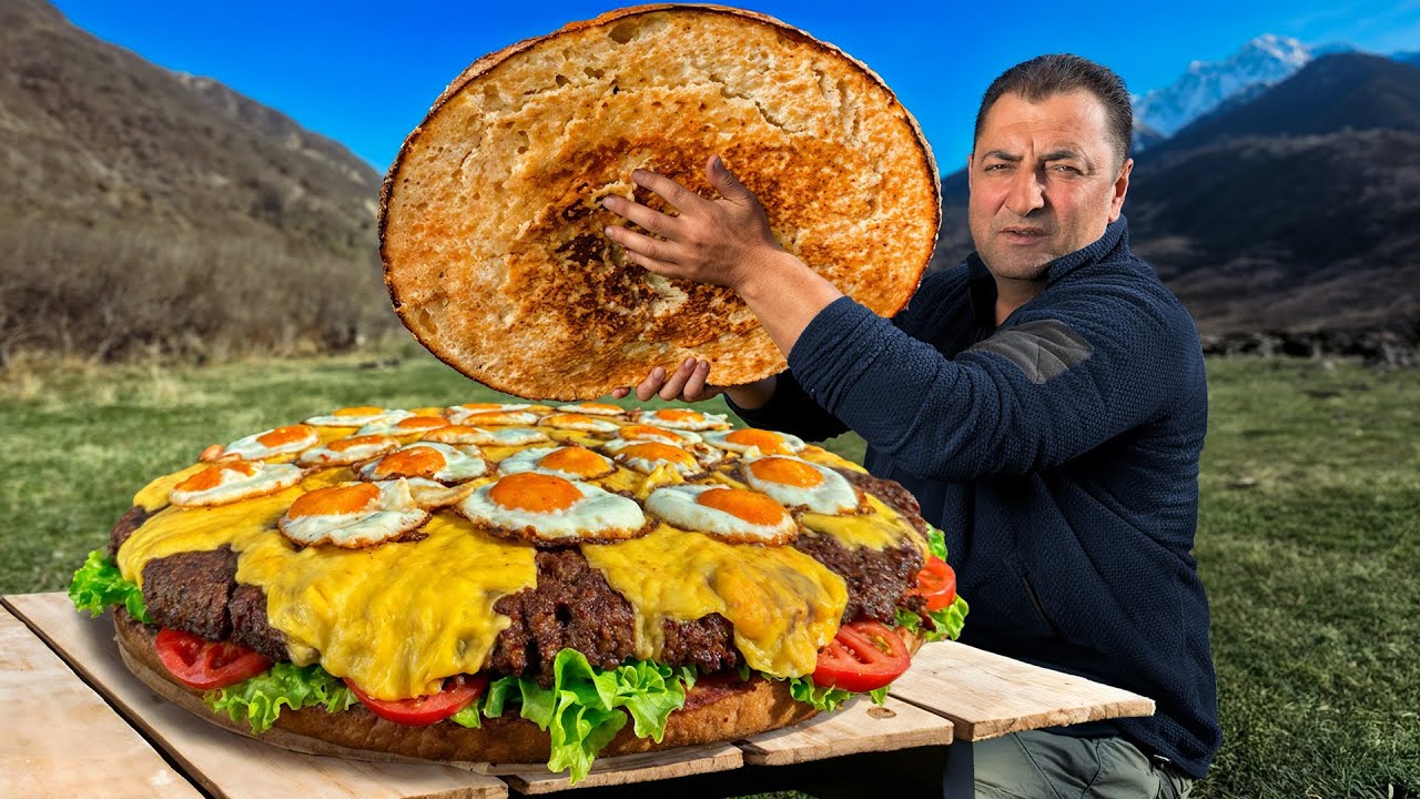 🍔 Giant Homemade Cheeseburger for a Crowd! Ultimate Country-Style Burger Feast