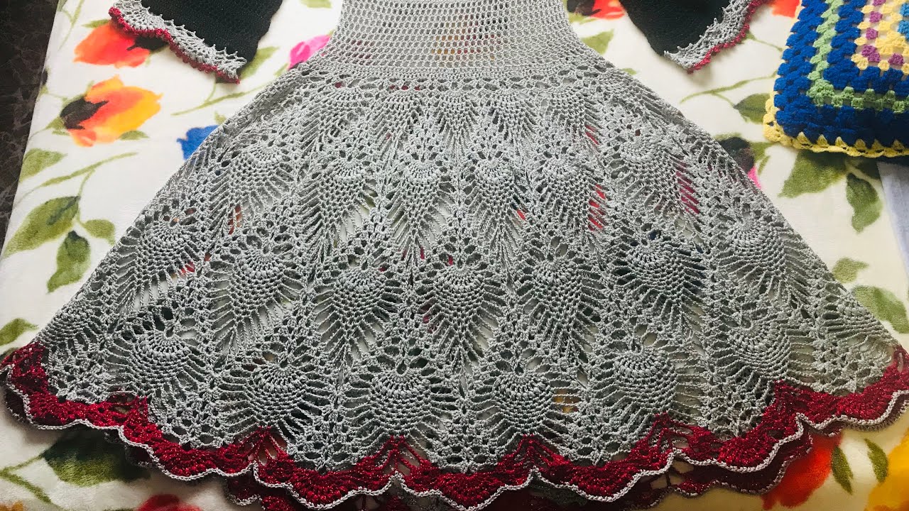 FALDA O SAIA A CROCHET DEL VESTIDO GRIS PARTE 4.