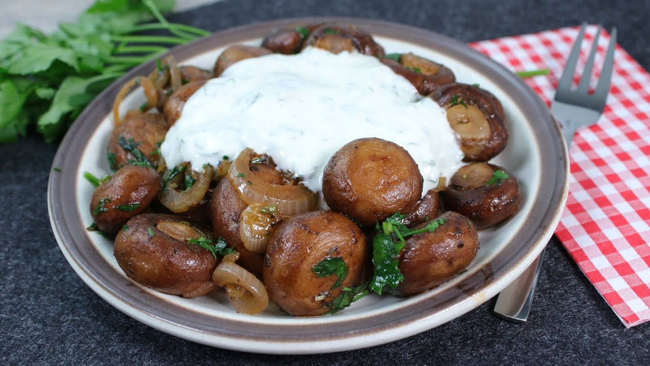 Champignons mit Knoblauchsoße wie vom Weihnachtsmarkt