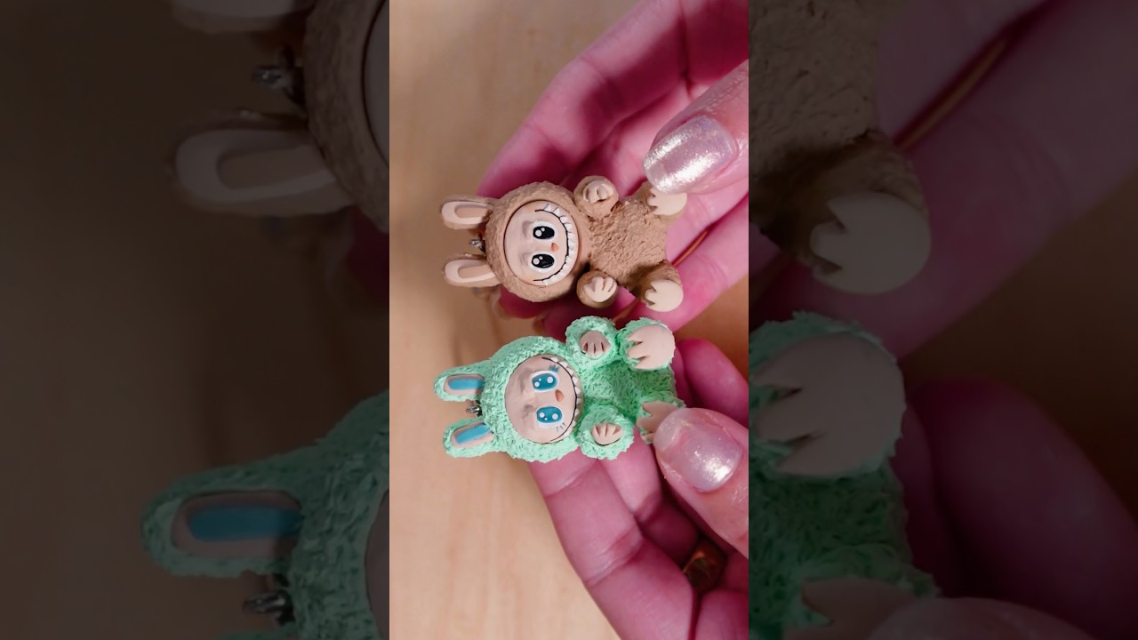 Labubu Polymer Clay Tutorial - Green Labubu Monster Doll #labubu #polymerclay