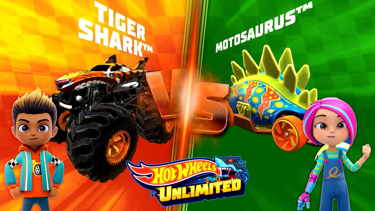 Hot Wheels Unlimited 2: Let&rsquo;s Race Monster Trucks Tiger Shark Vs Motosaurus