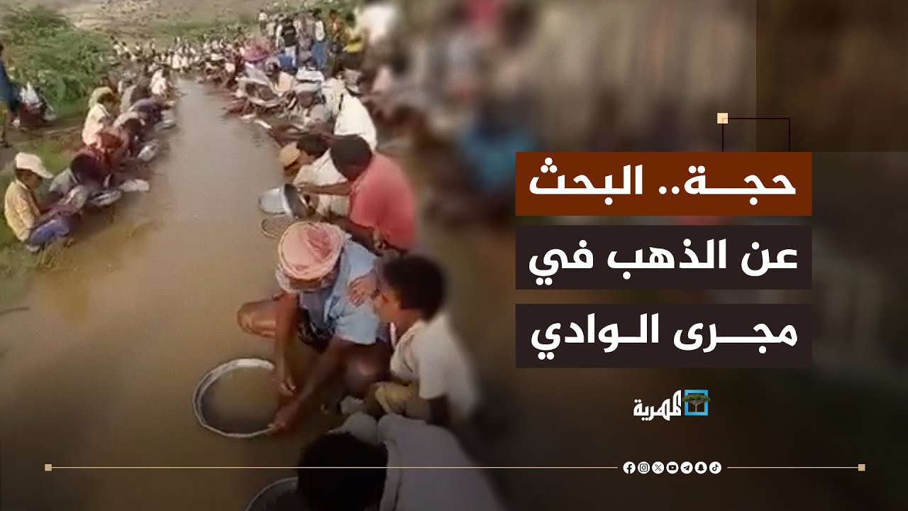 مواطنون  يتدفقون إلى مجرى وادِ في حجة للبحث عن الذهب