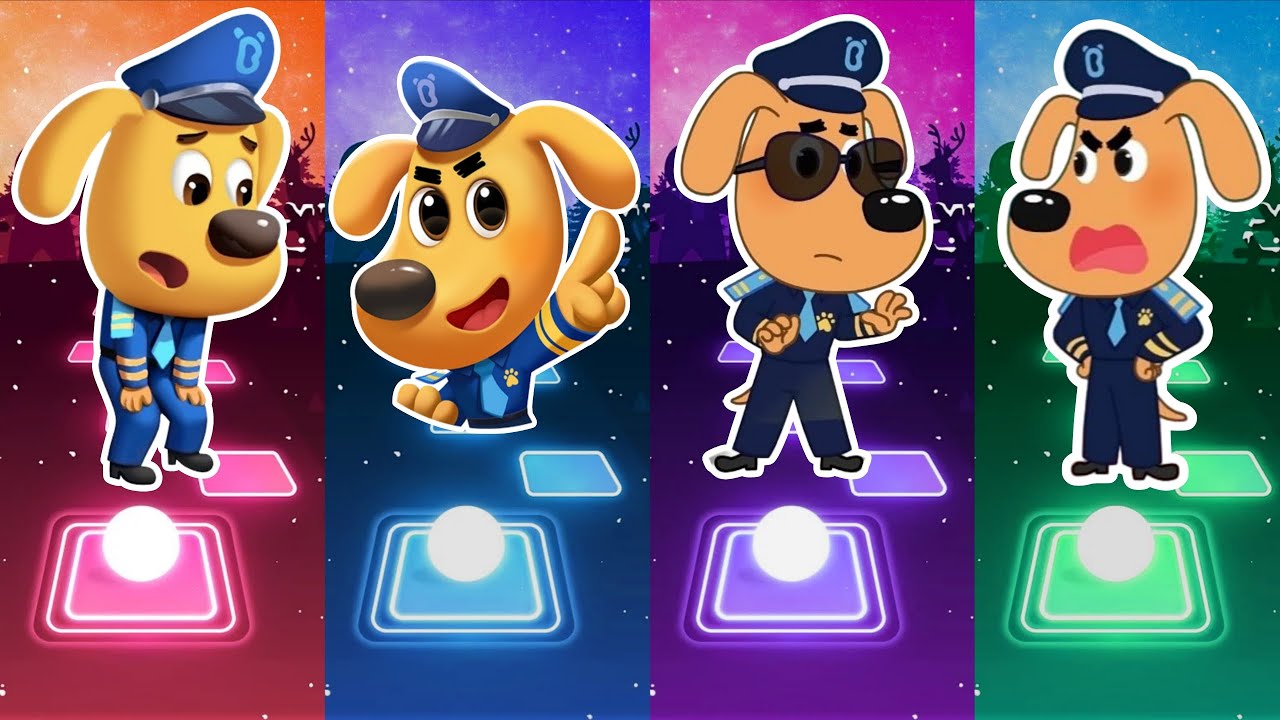 Sheriff Labrador 🆚 Sheriff Labrador 🆚 Sheriff Labrador 🆚 Police Officer | Tiles Hop EDM Rush. 