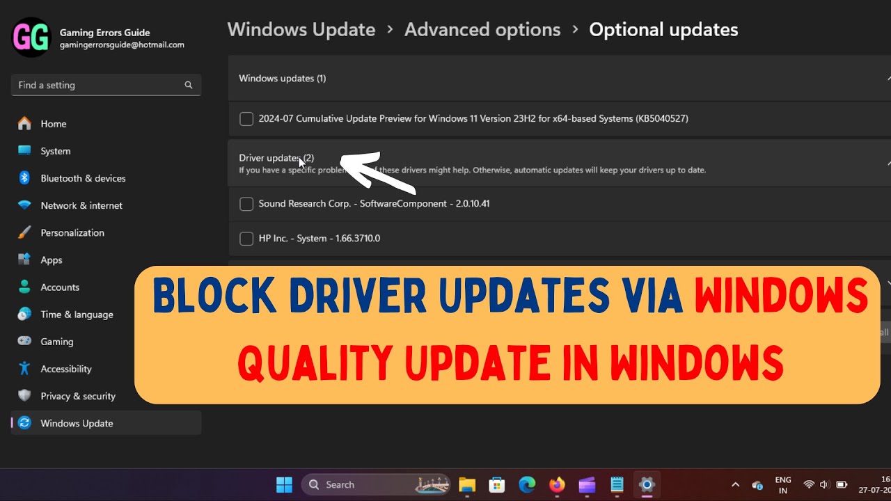How to Block Driver Updates Via Windows Quality Update in Windows 11