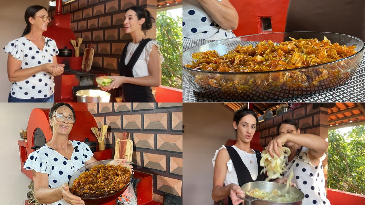 Cozinha no fogão a lenha e fala, com minha adorável mãe | doce de mamão lascado, gosto de casa de vó